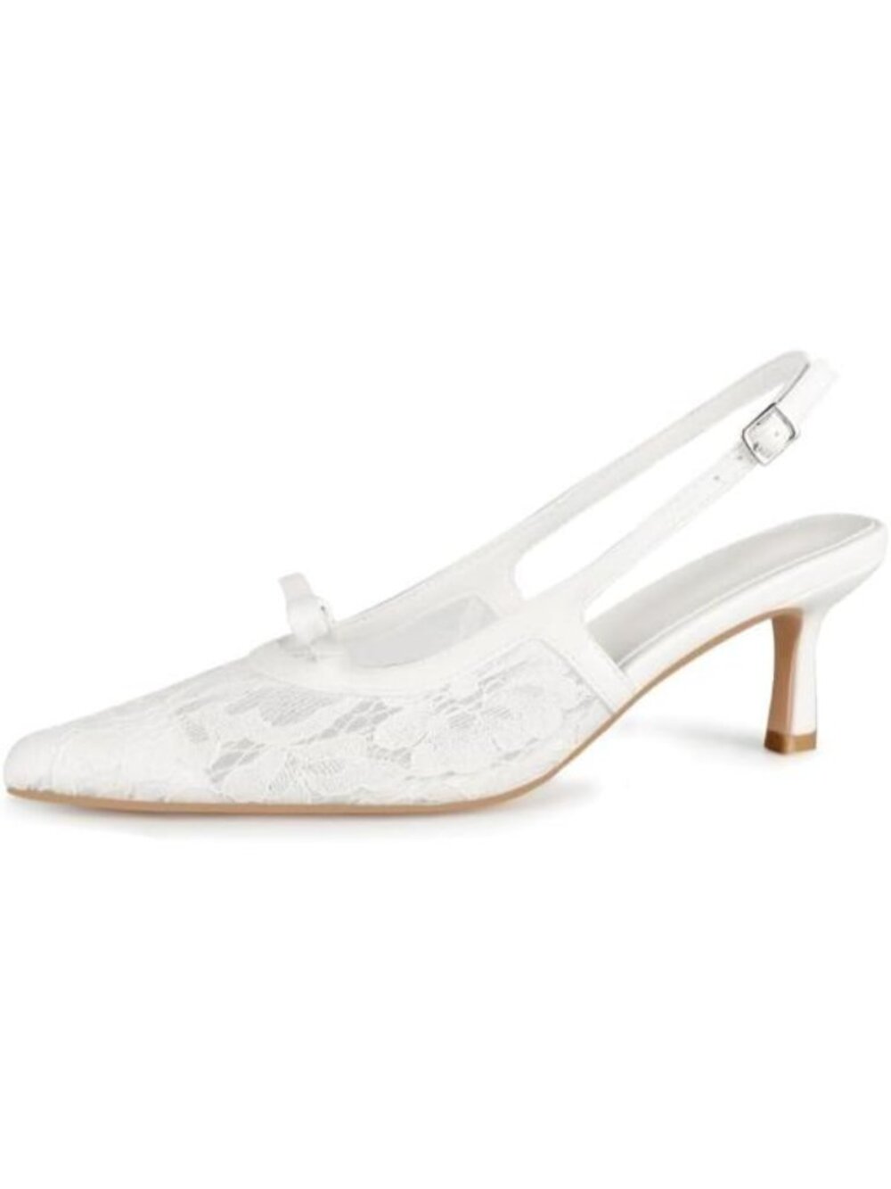 Women's Black White Kitten Heels with Bow Pointed Close Toe Pumps Dress Party